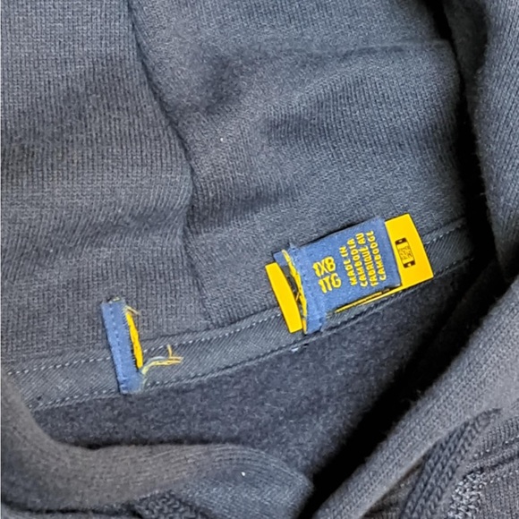 Polo Ralph Lauren Logo Collegiate Letterman Navy Fleece Hoodie - Men's size 1XB - Picture 9 of 12